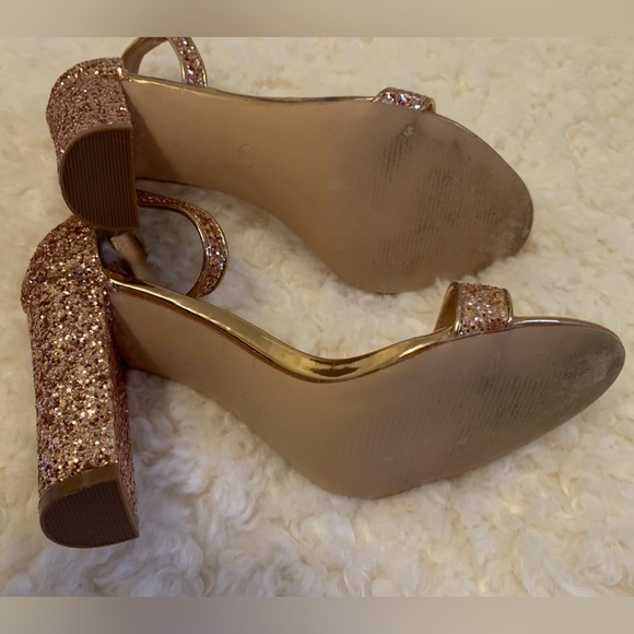 Lulus Rose Gold Glitter Ankle Strap Heels - Picture 9 of 12